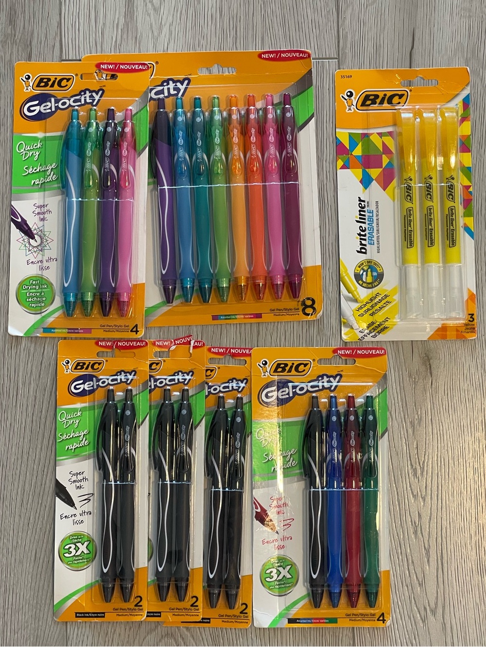 BIC Gelocity Multicolour Gel Pens & Erasable Briteliner Highlighter Bundle